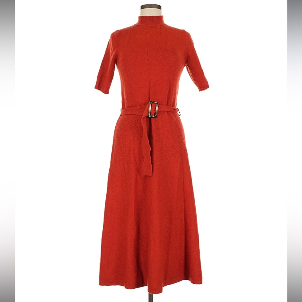 Ann Taylor Mock Neck Sweater Dress Firecracker Orange Sz M